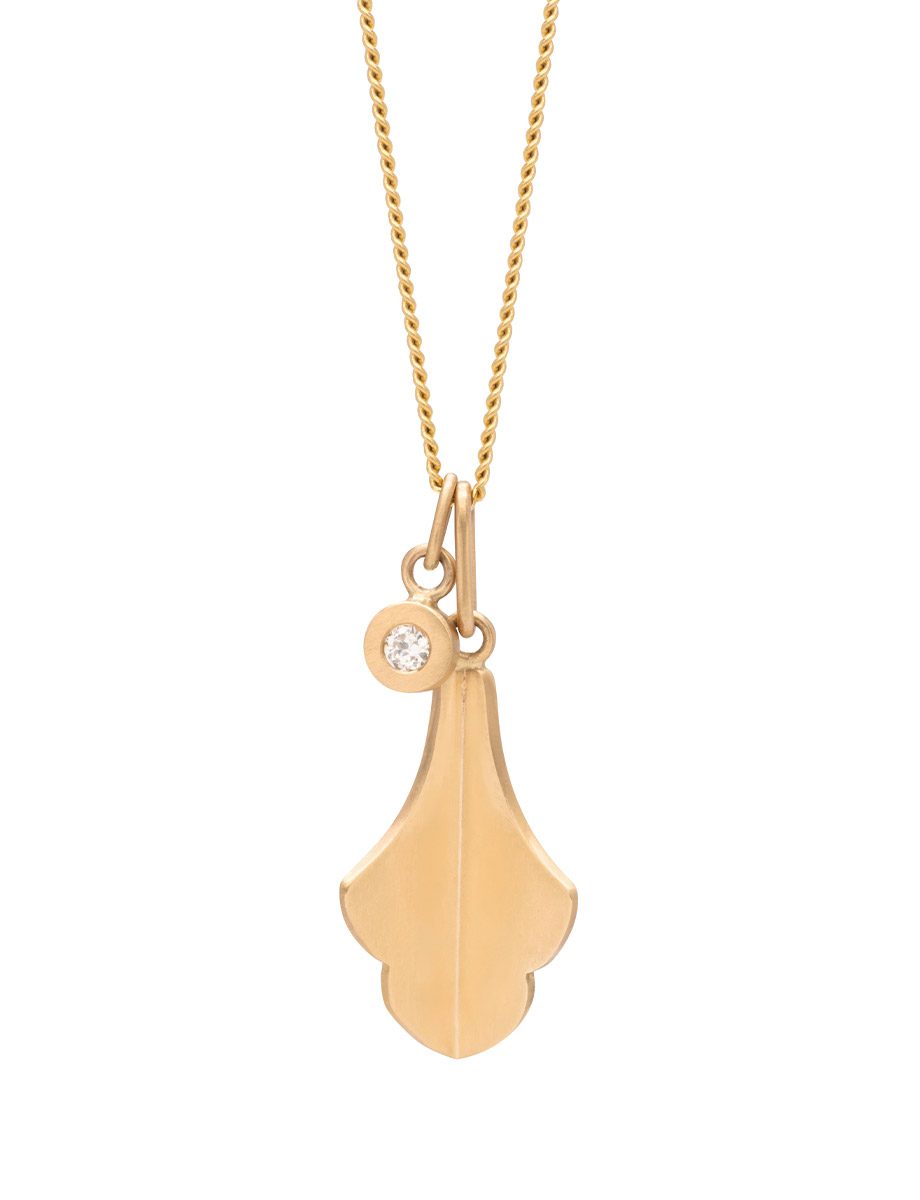 Golden Hummingbird Pendant Necklace – Yellow Gold & Old Cut Diamond