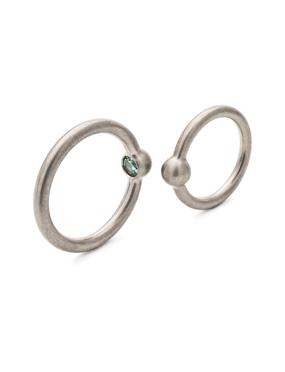 Ulterior Ring – Silver, Yellow Gold, & Green Sapphire