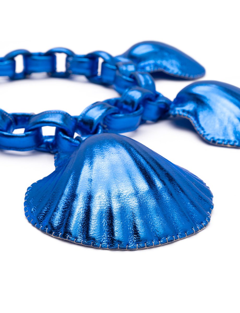 Shoft Shell & Soft Chain Necklace — King Scallop Shell & Leather