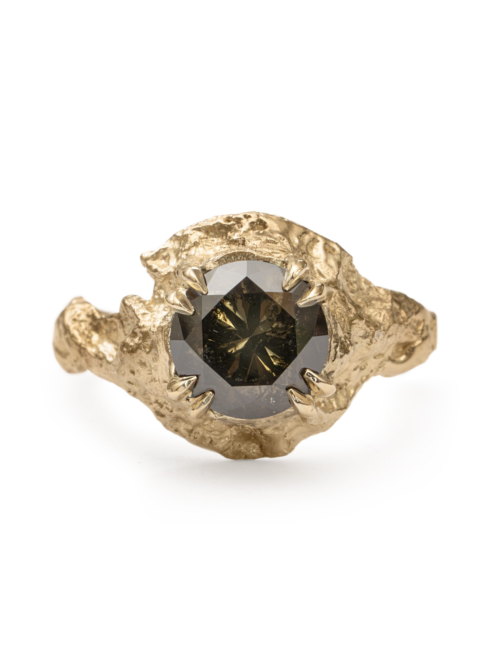 Aurora Ring – Yellow Gold & Rustic Olive Diamond