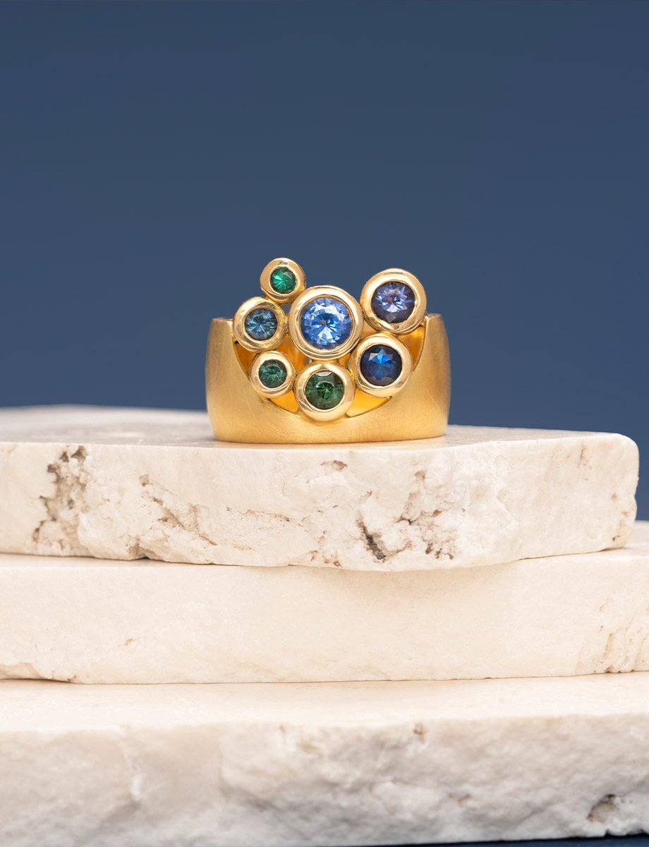 Garden of the Beloved Ring – Green, Blue & Gold