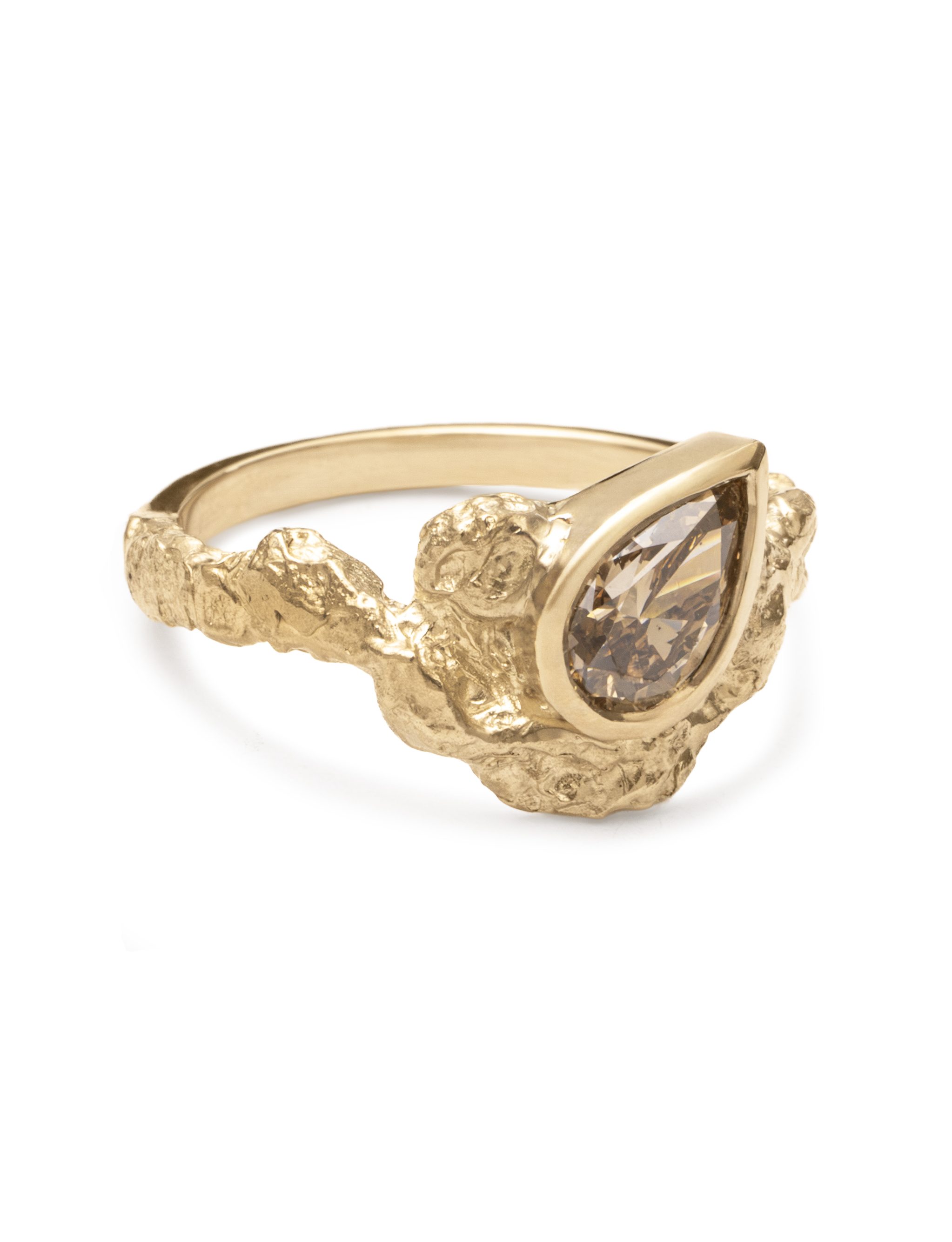 Loess Ring – Yellow Gold & Rustic Brown Diamond