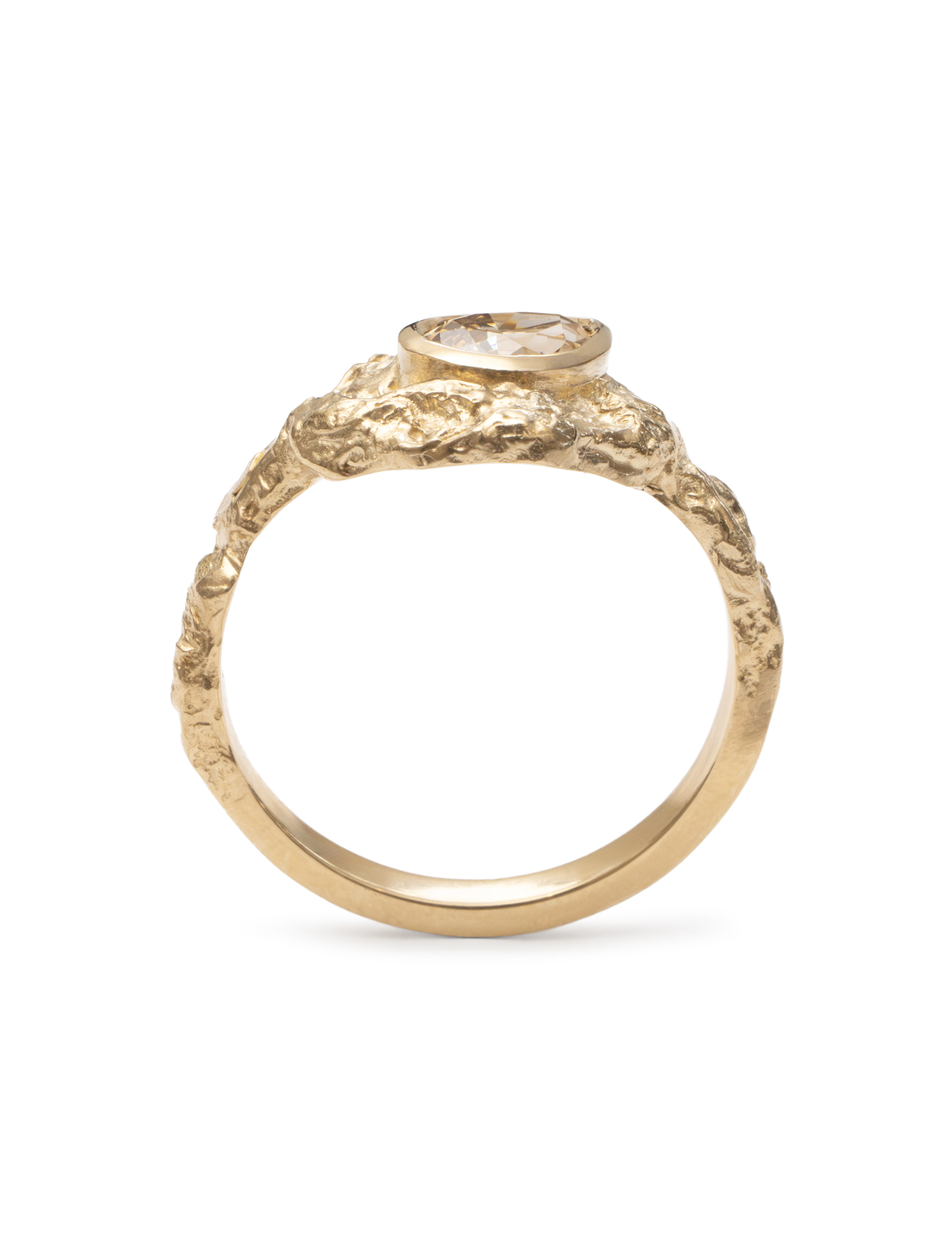 Loess Ring – Yellow Gold & Rustic Brown Diamond