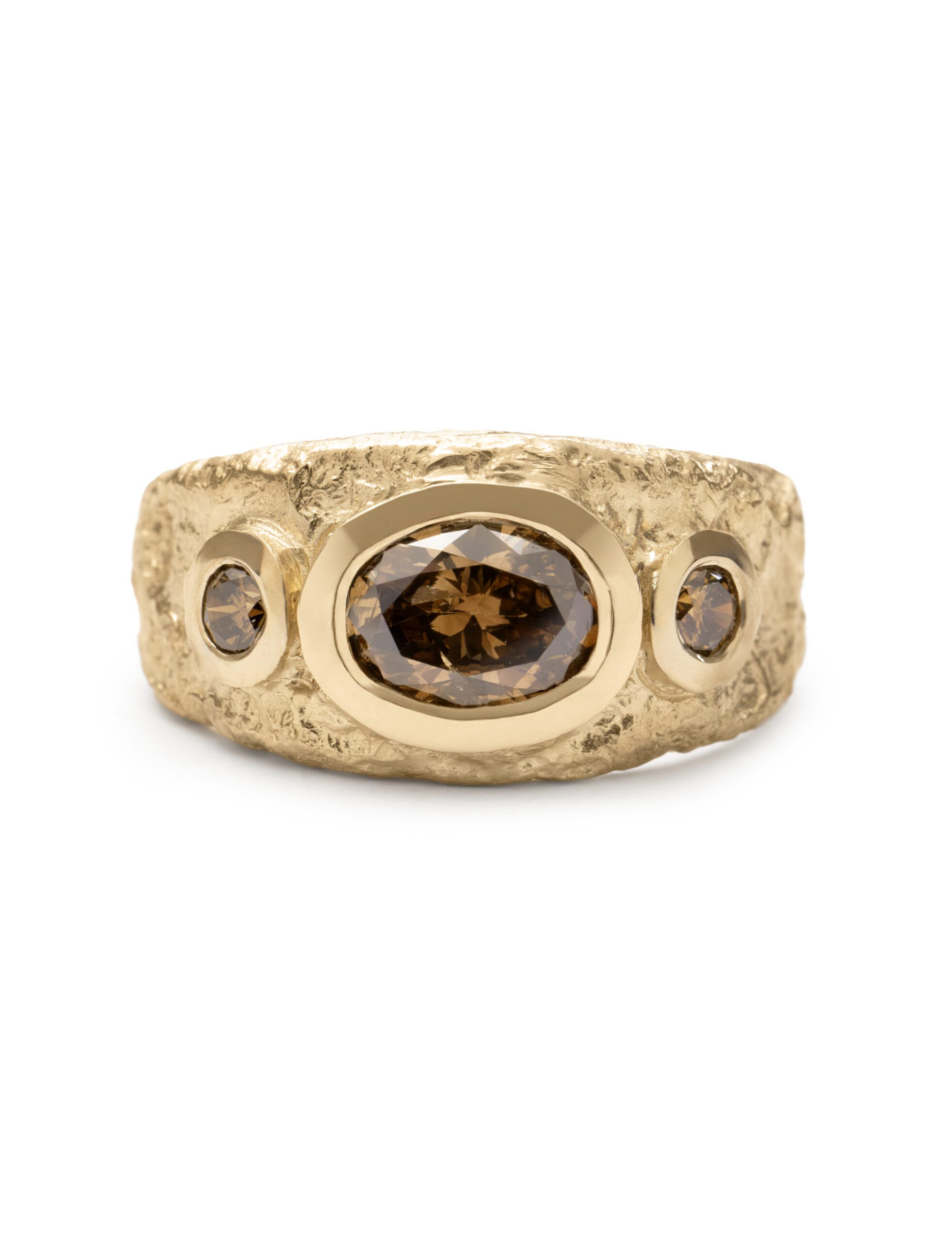 Ochre Trilogy Ring – Yellow Gold & Rustic Diamonds