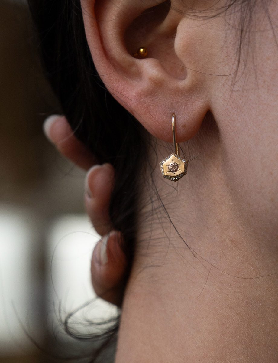 Scattered Light Earrings – Yellow Gold, Sapphire & Diamond