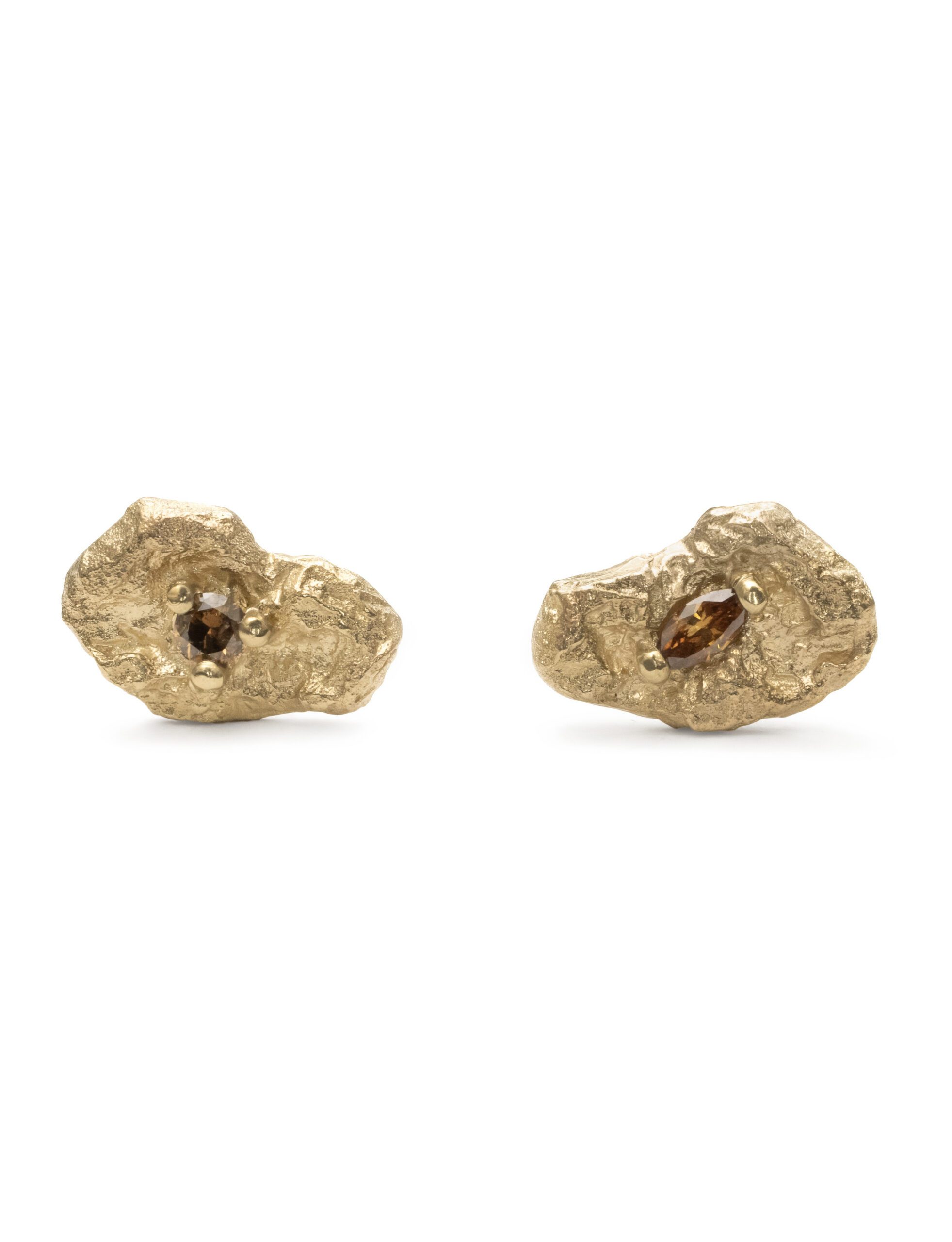 Silt Earrings – Yellow Gold & Rustic Diamonds