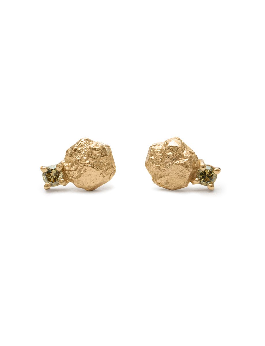 Stellar Meridiem Earrings – Yellow Gold & Green Diamonds