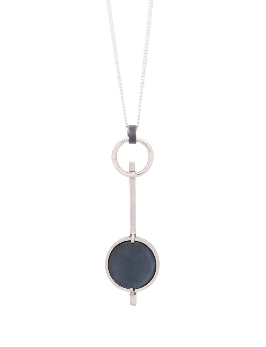 Inclusion Pendant Necklace – Oxidised Silver & Blue Kyanite