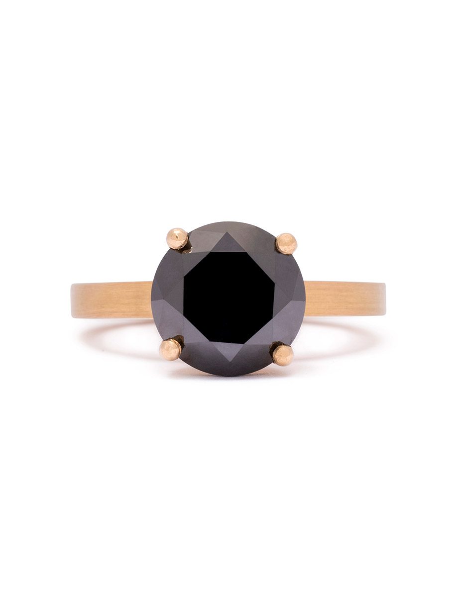 4 Claw Ring – Yellow Gold & Black Diamond