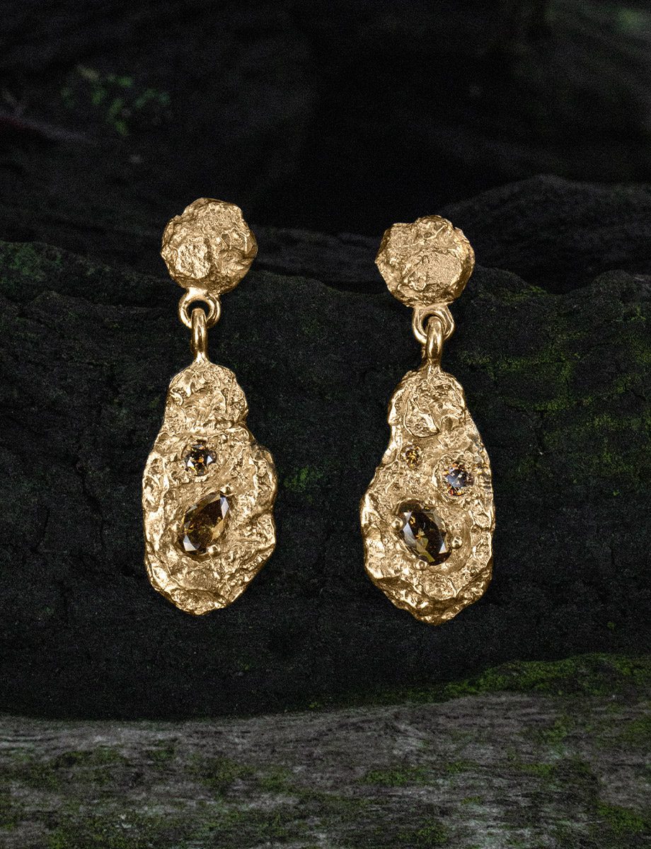 Lichen Earrings – Yellow Gold & Diamonds