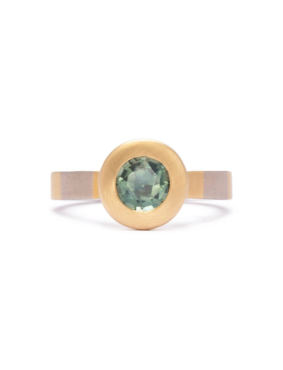 Lush Terrain Ring – Gold & Teal Sapphire