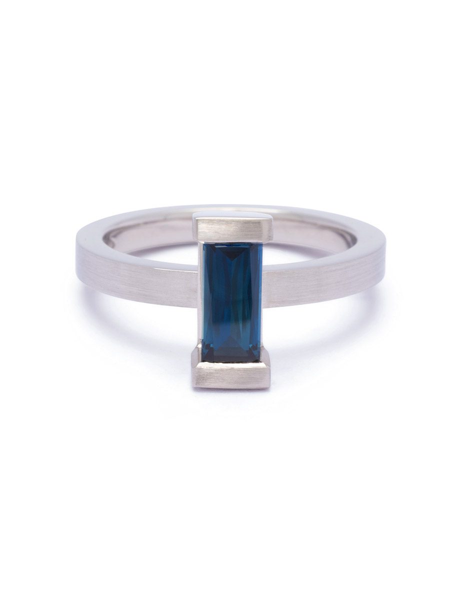 Falling Water Ring – Platinum & Sapphire