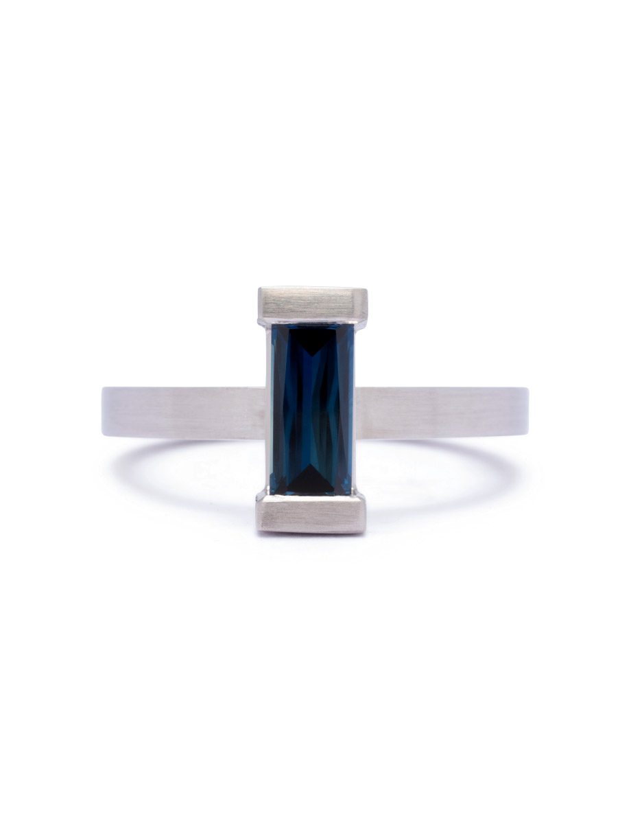 Falling Water Ring – Platinum & Sapphire