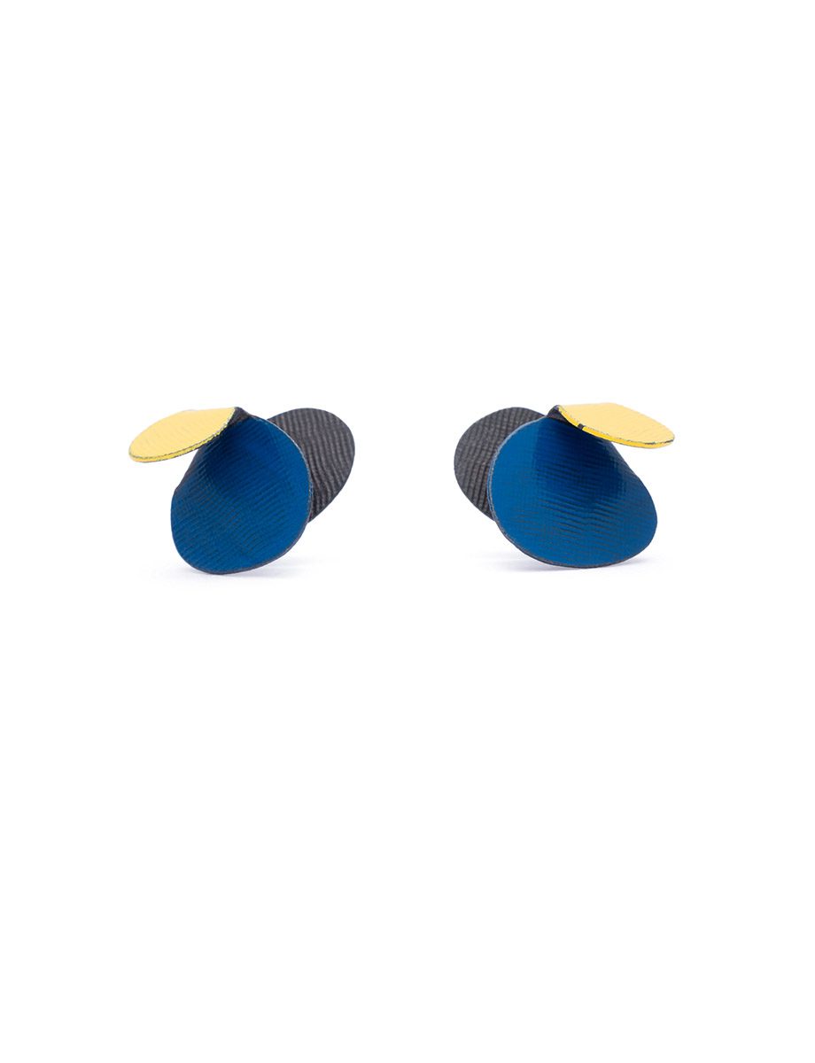 Violet Stud Earrings – Yellow & Royal Blue