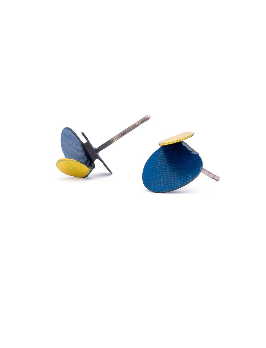 Violet Stud Earrings – Yellow & Royal Blue