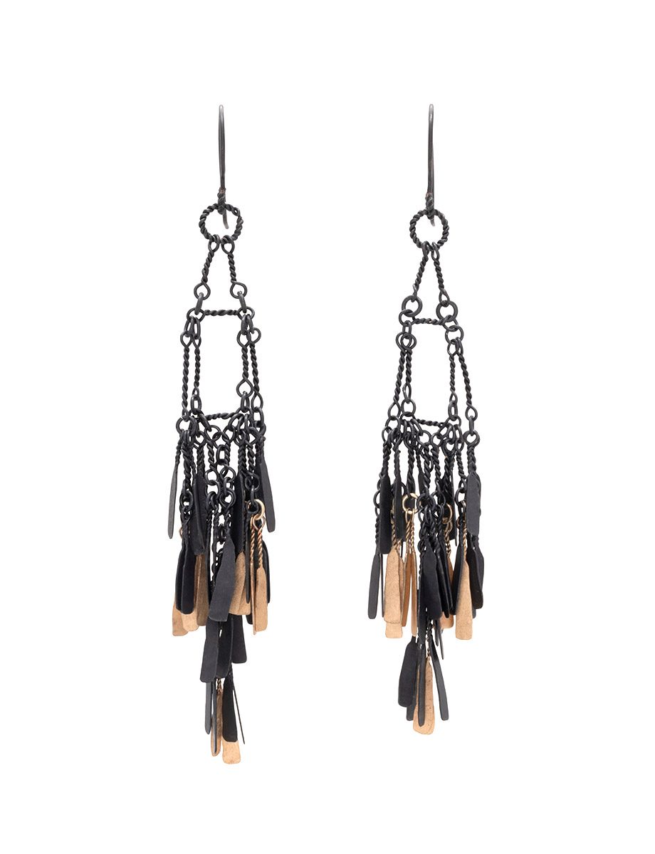 Feathered Everything/Everywhere earrings – Yellow Gold & Oxidised Silver