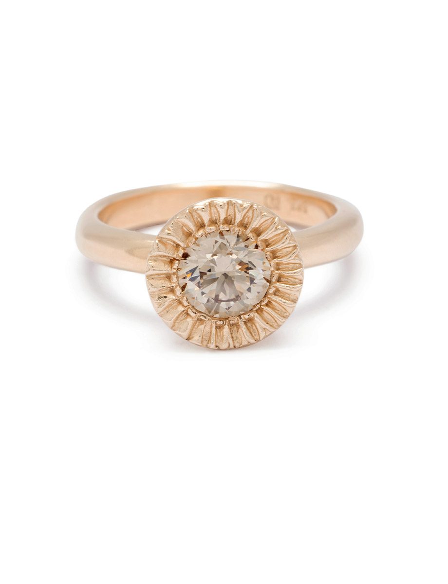 Golden Hour Solitaire Ring – Yellow Gold & Champagne Diamond