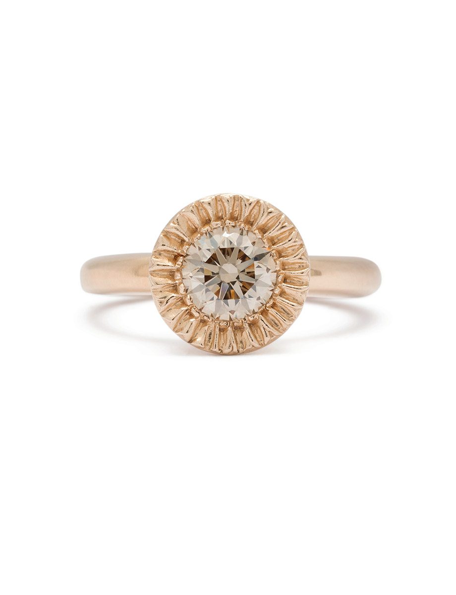 Golden Hour Solitaire Ring – Yellow Gold & Champagne Diamond