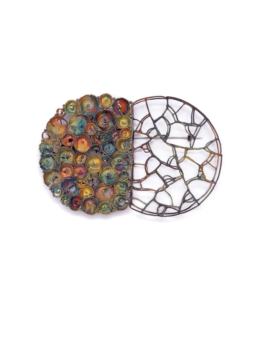 Large Split Circle Cage & Rainbow Brooch