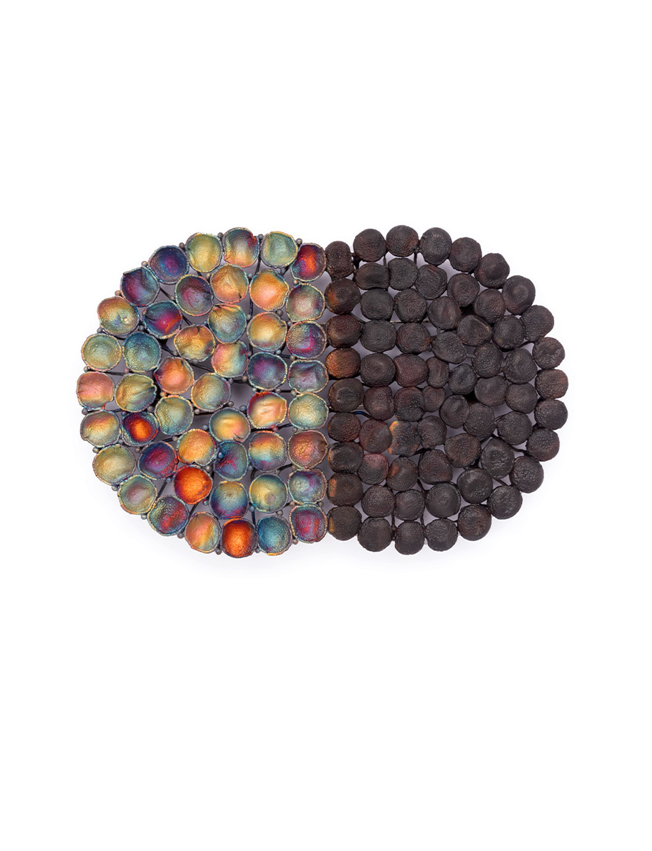 Large Split Black & Rainbow Brooch