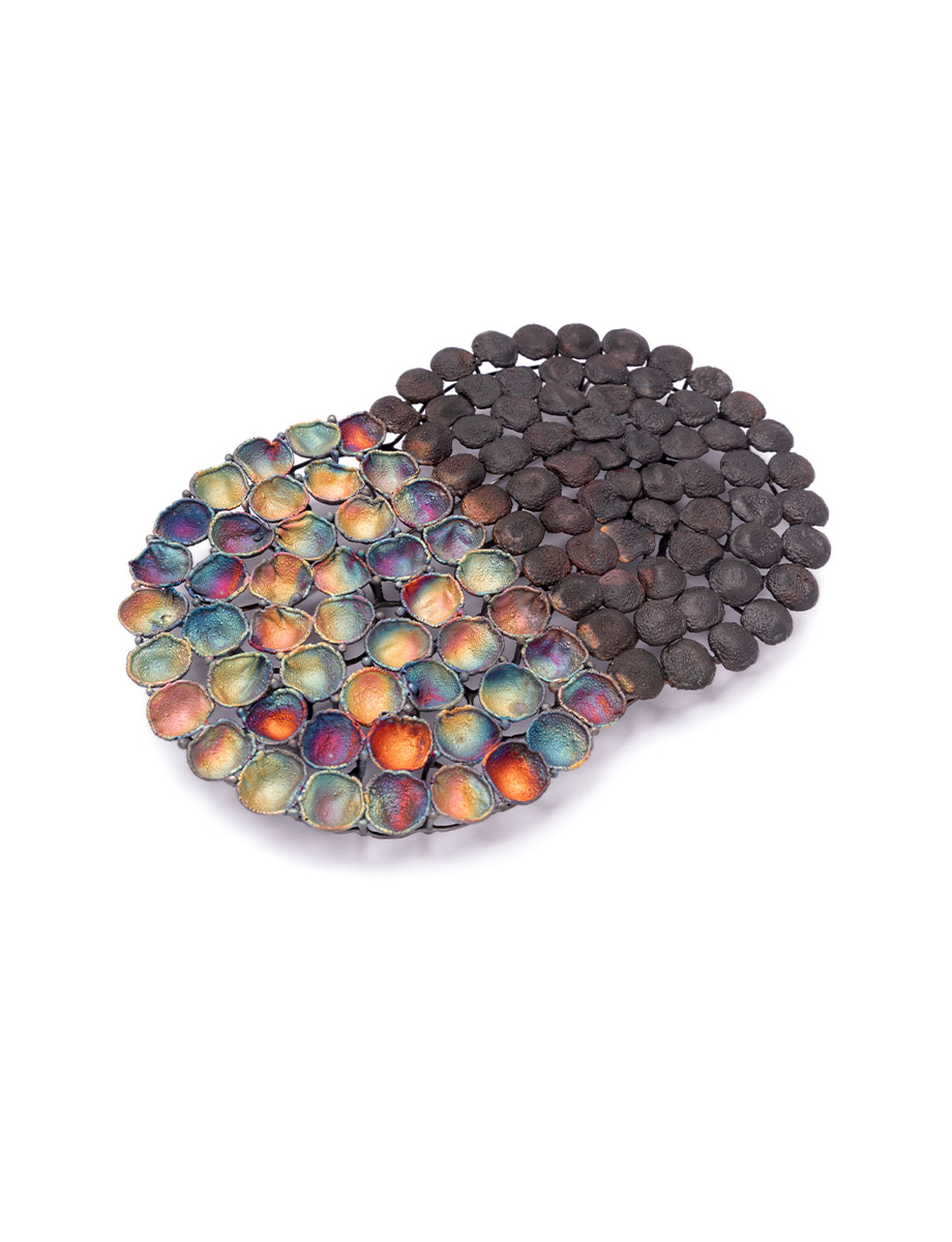 Large Split Black & Rainbow Brooch