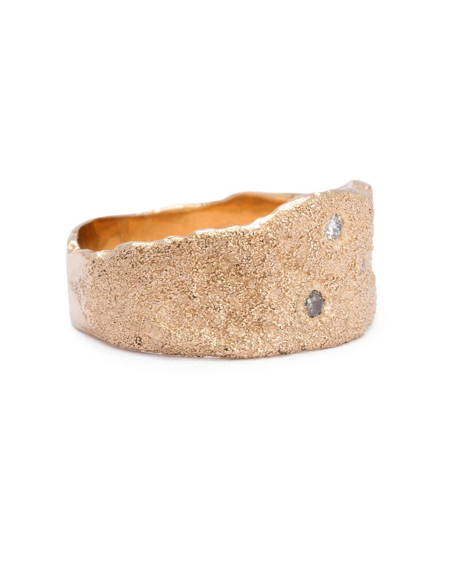 Unearthed Ring – Yellow Gold, White and Salt & Pepper Diamonds