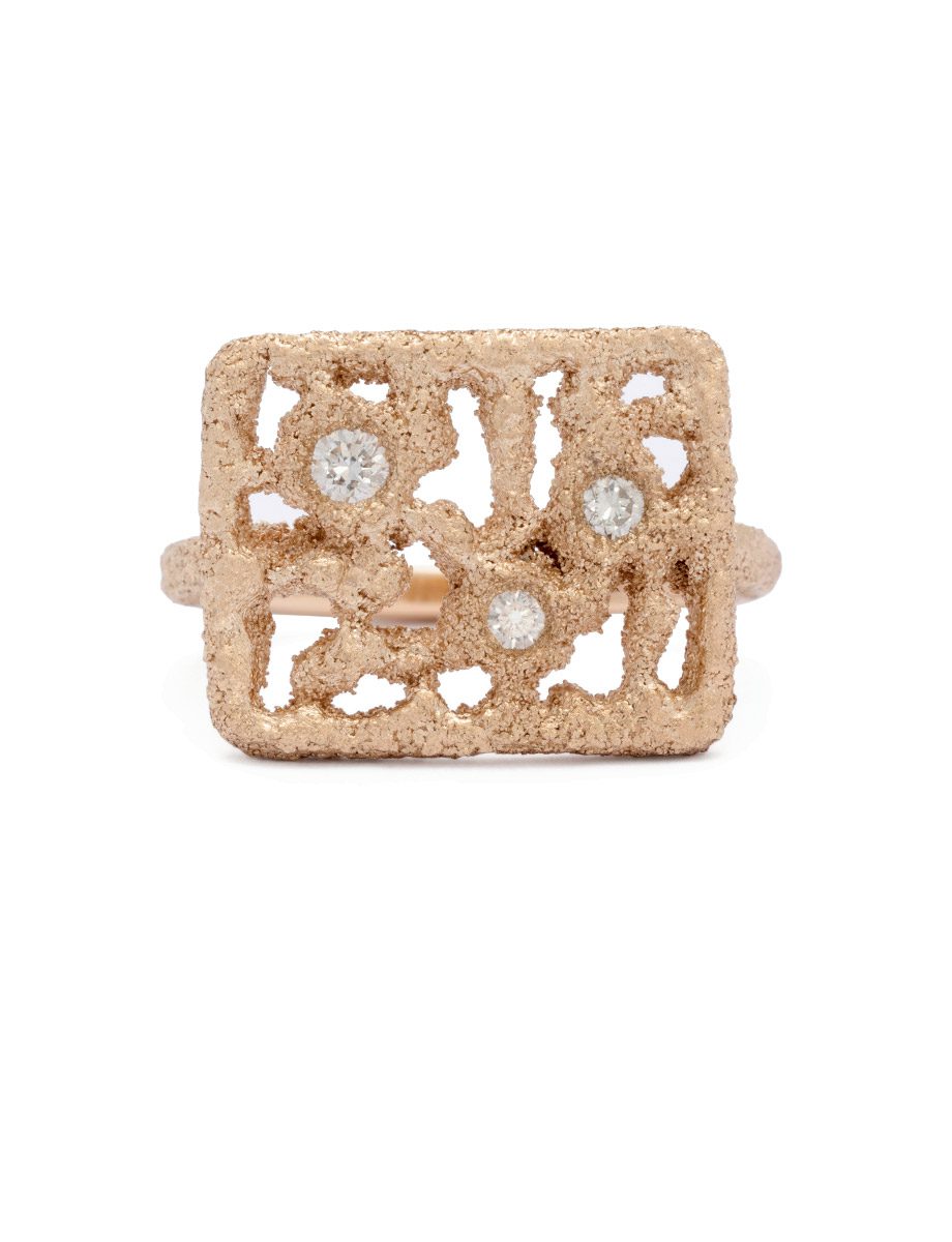 Past/Present Ring V – Yellow Gold & White Diamond