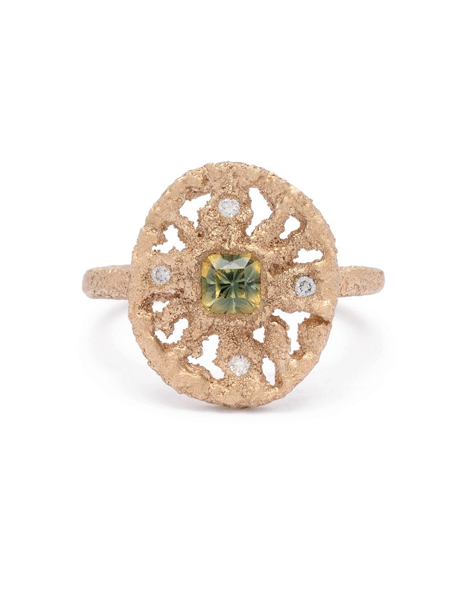Relic Ring – Yellow Gold, Parti Sapphire & White Diamond