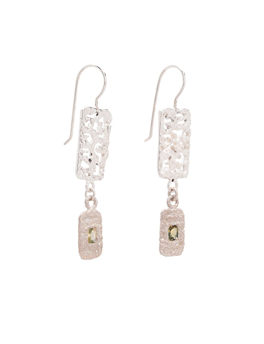 Lattice Earrrings – Silver & Australian Sapphire