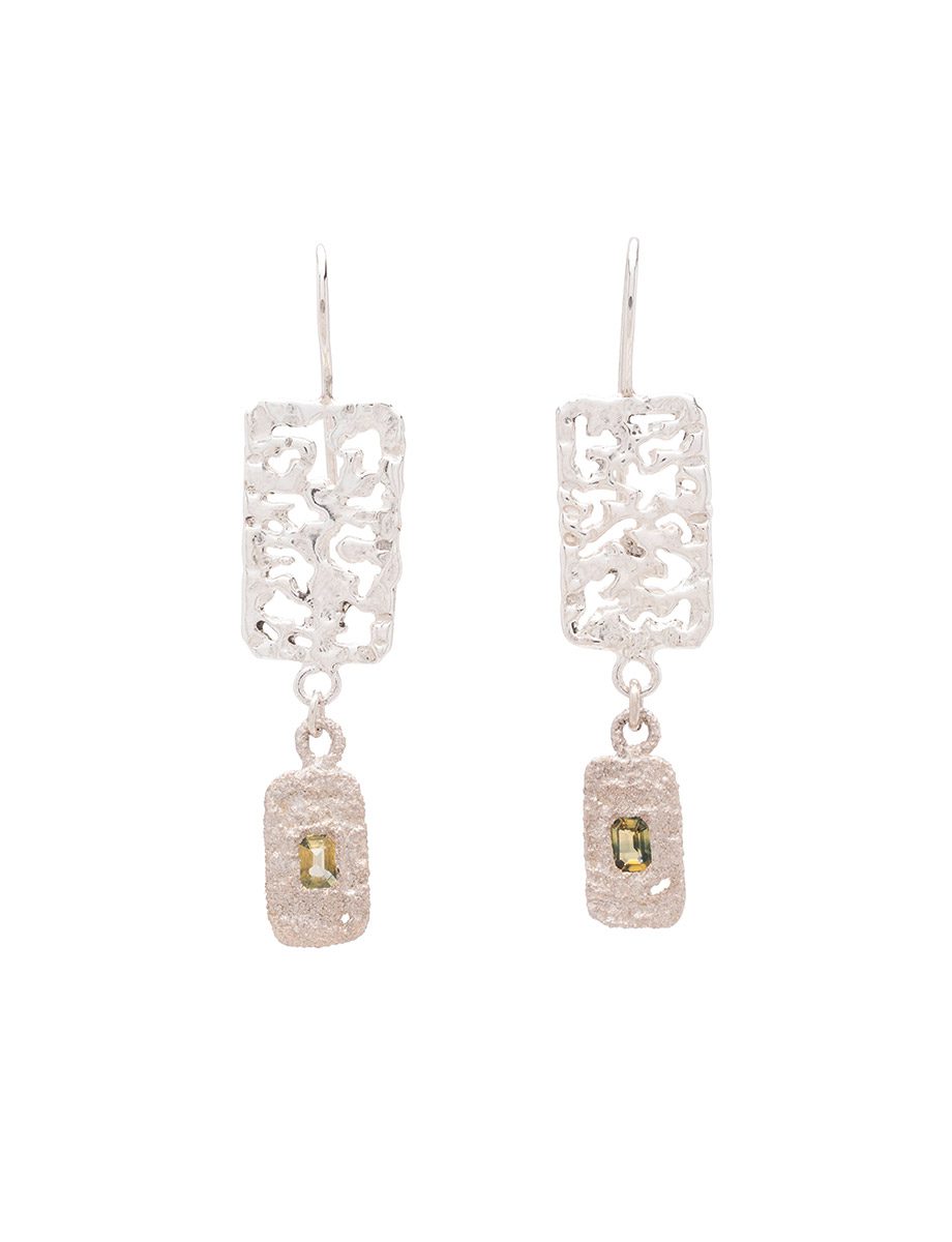 Lattice Earrrings – Silver & Australian Sapphire