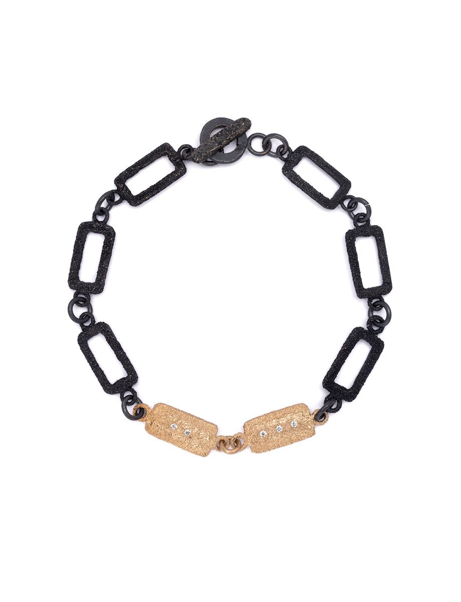 A Thousand Lights Bracelet – Yellow Gold & Oxidised Silver