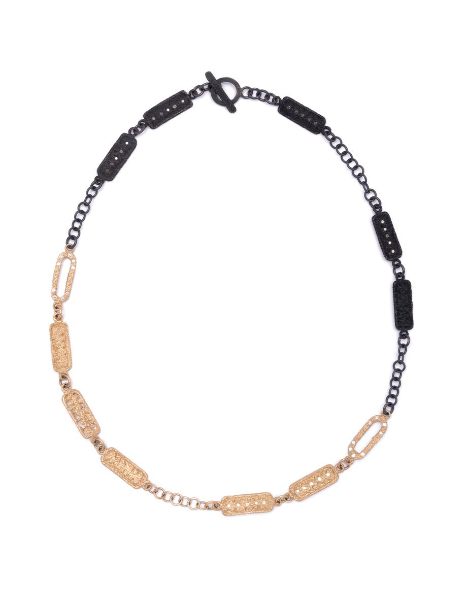 A Thousand Lights Necklace III – Yellow Gold, Oxidised Silver & White Diamonds