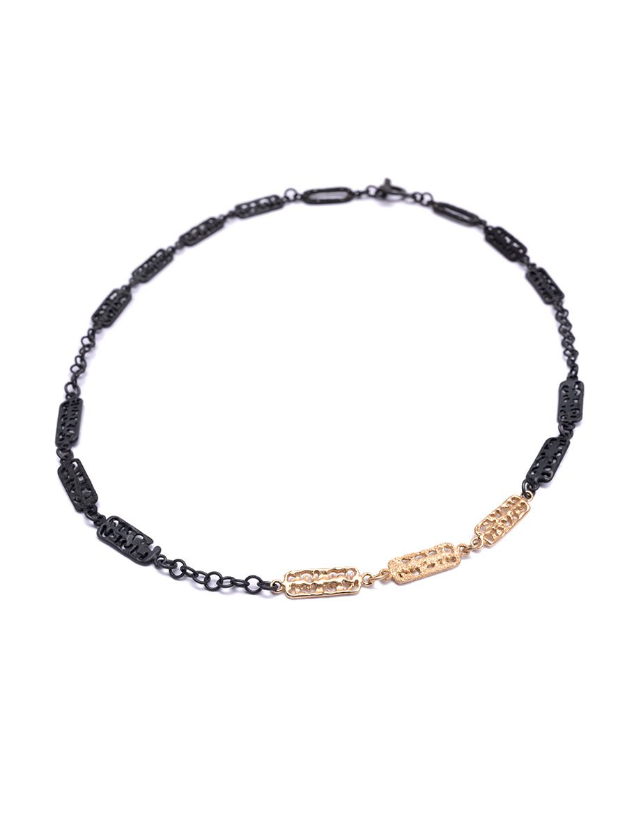 A Thousand Lights Necklace IV – Yellow Gold & Oxidised Silver