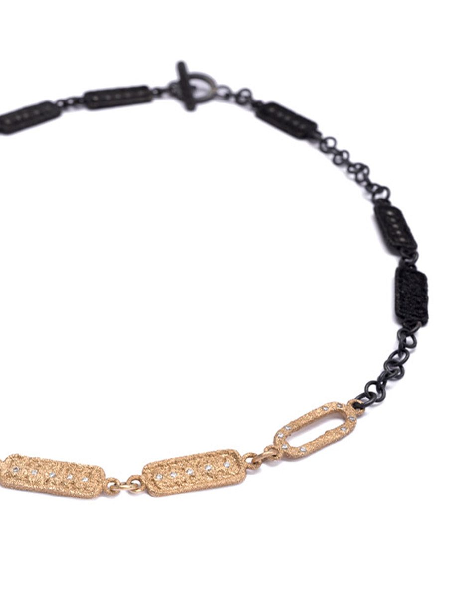 A Thousand Lights Necklace III – Yellow Gold, Oxidised Silver & White Diamonds