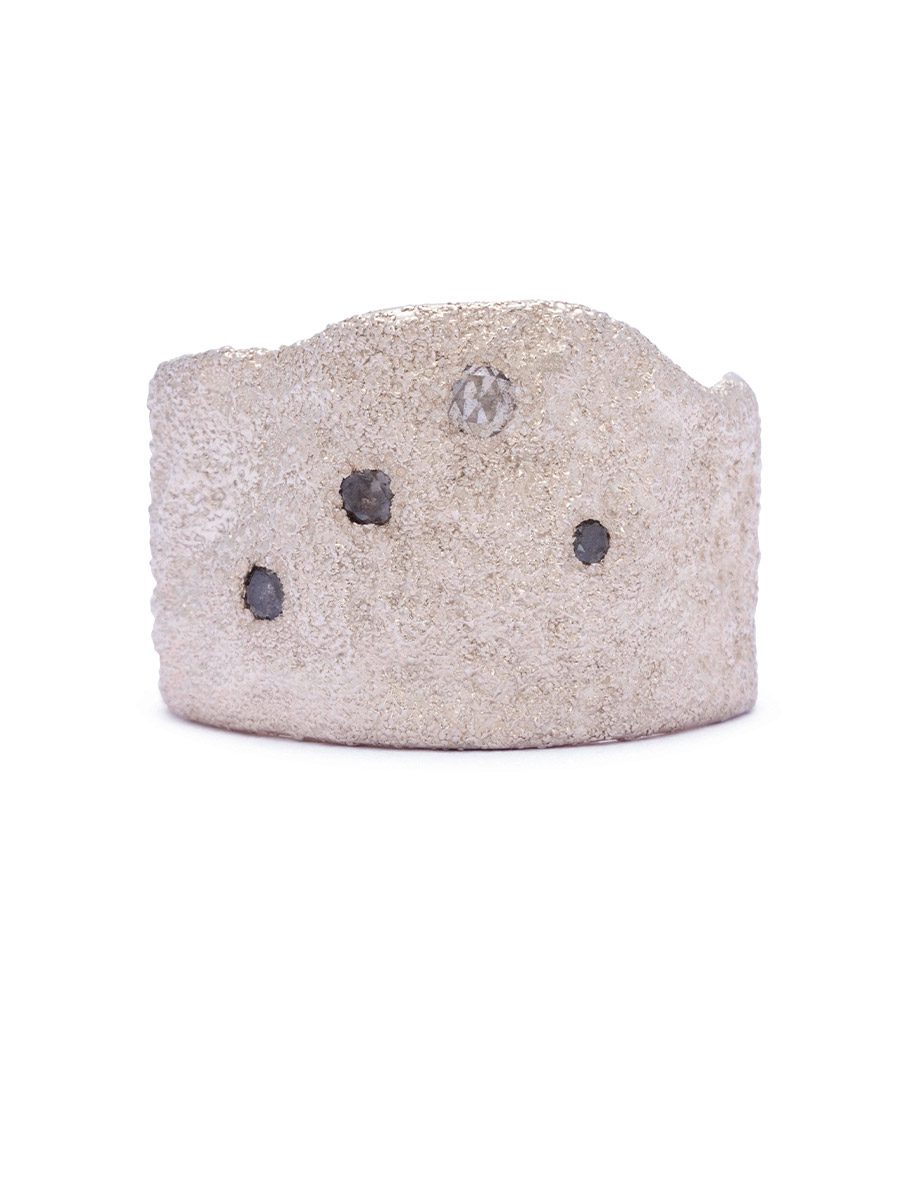 Unearthed Ring – Silver & Salt & Pepper Diamonds