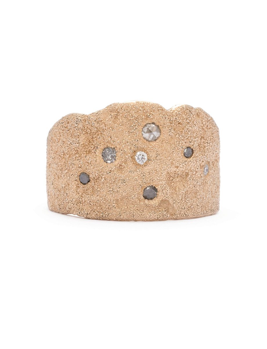 Unearthed Ring – Yellow Gold, White and Salt & Pepper Diamonds