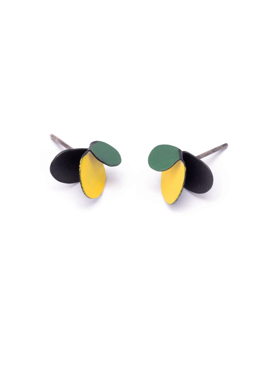 Violet Stud Earrings – Yellow & Green